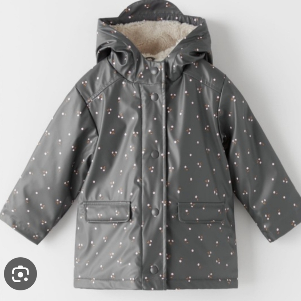 🔥clearance🔥 Zara Gray and Pink Waterproof Raincoat Jacket with Hood